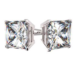 Boucles d'oreilles 4 griffes  diamant princesse or blanc