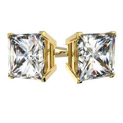 Boucles d'oreilles 4 griffes  diamant princesse or jaune