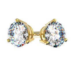 Boucles d'oreilles 3 griffes  diamant rond or jaune