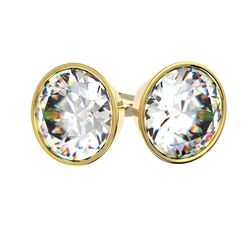 Boucles d'oreilles serti clos  diamant rond or jaune
