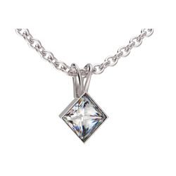 Pendentif diamant serti clos tourn&eacute; double b&eacute;li&egrave;re