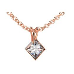 Pendentif or rose serti clos tourn&eacute; double b&eacute;li&egrave;re r�f. 5217 diamant princesse&nbsp;&nbsp;:&nbsp;473,00&nbsp;&euro;
