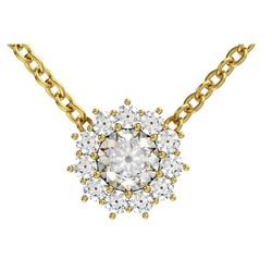 Pendentif diamant fleur sur cha&icirc;ne