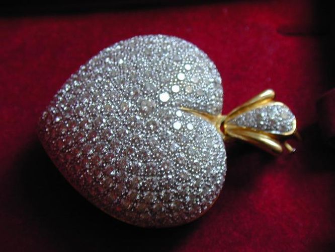 Pendentif coeur 6,18 carats de diamants