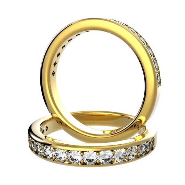 Demi-alliance en diamants sertie rail grains Demi-alliance en diamants sertie rail grains